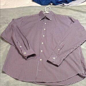 Peter Millar Men's Maroon Checkered Button-Down Shirt: EXCELLENT CONDITION
